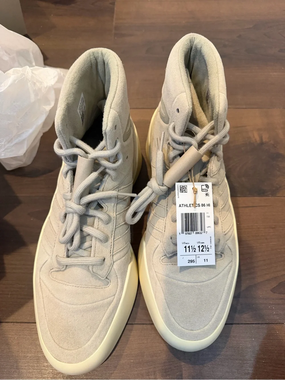 New In Box Adidas Fear of God Beige Suede High-Tops  11.5
